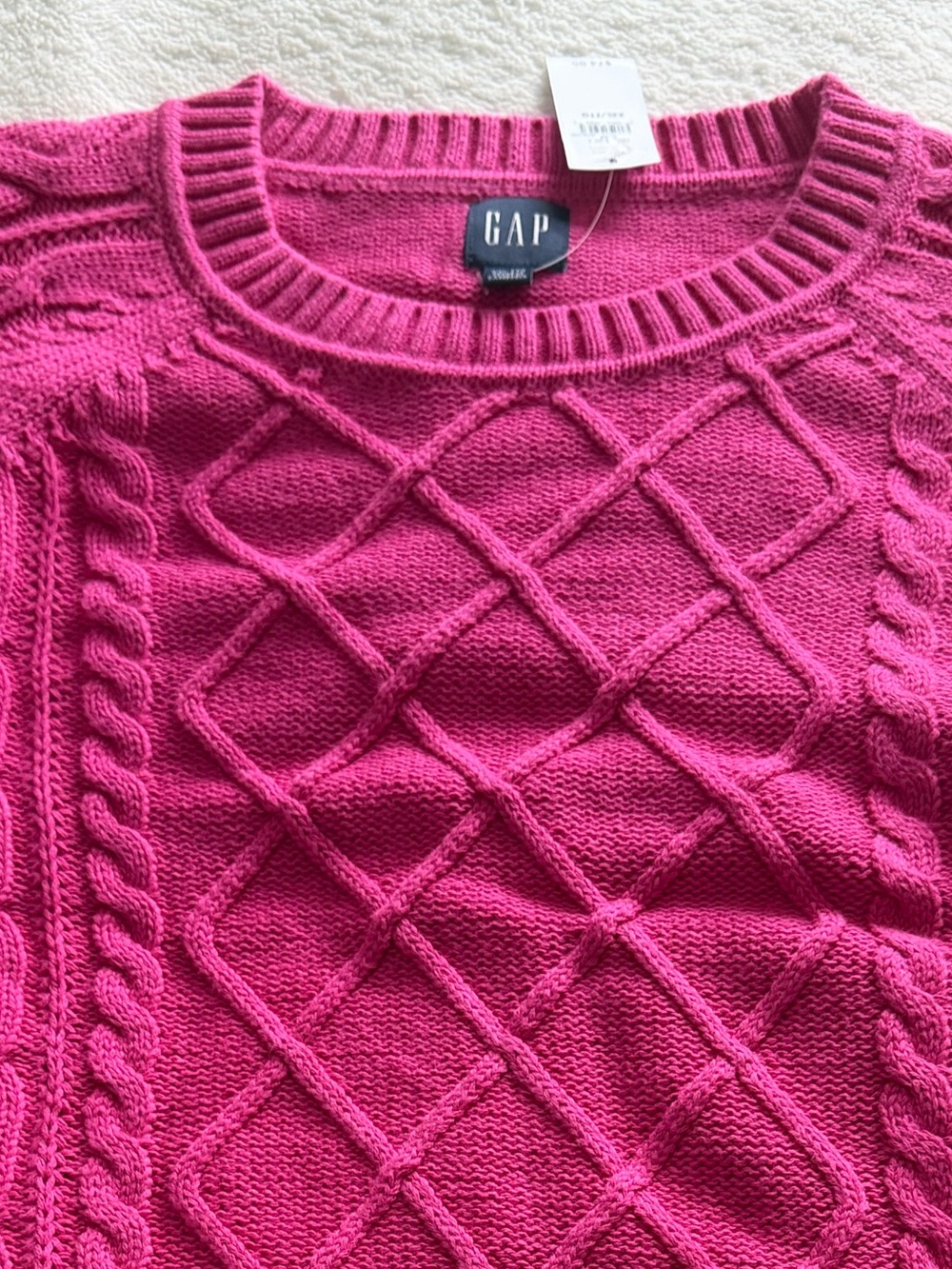 GAP Cable Knit Crewneck Sweater - Bright Pink